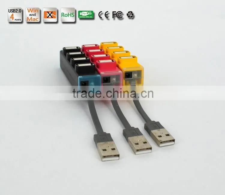 Hi-speed 4 port MINI Colorful USB 2.0 HUB 480MbPS For PC Laptop Computer