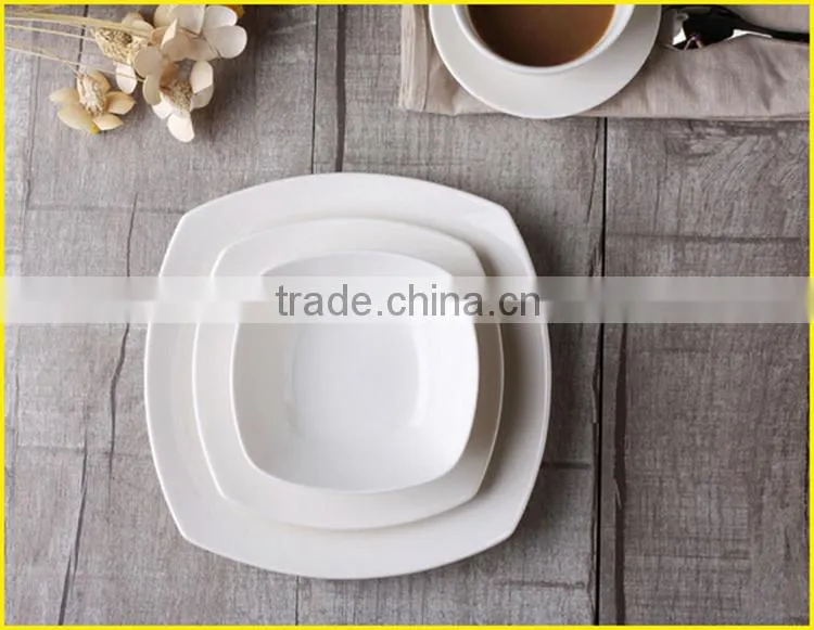 Wholesale Promotional Custom Cheap Bone China White Square Ceramic Dinner Set