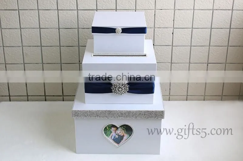 Elegant purple wedding money box in handmade with photo frame wedding accessories