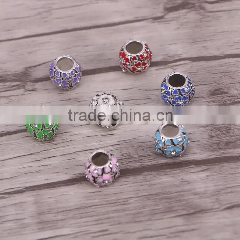5.0mm Hole antique silver plated metal alloy mix color big hole beads fit European bracelet DIY