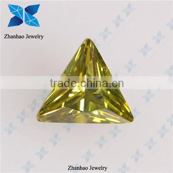 Loose synthetic triangle peridot cubic zirconia stones