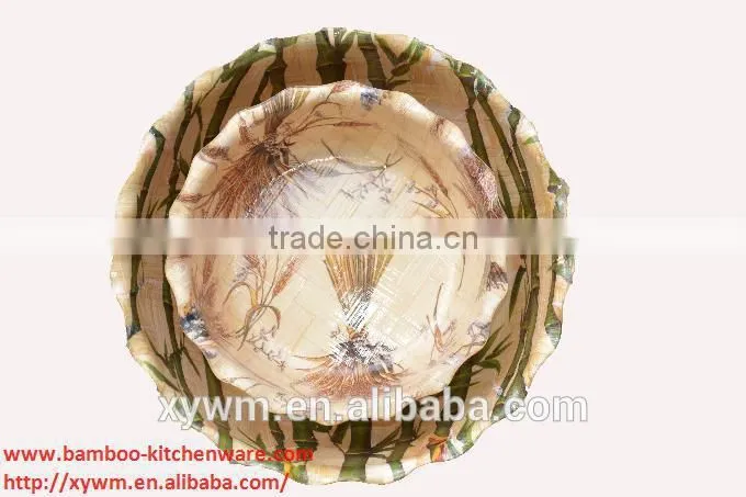 Best Color Economic Fruit Salad Wave Rim Wooden Bowl ,Handmade Woven Snack Bowl