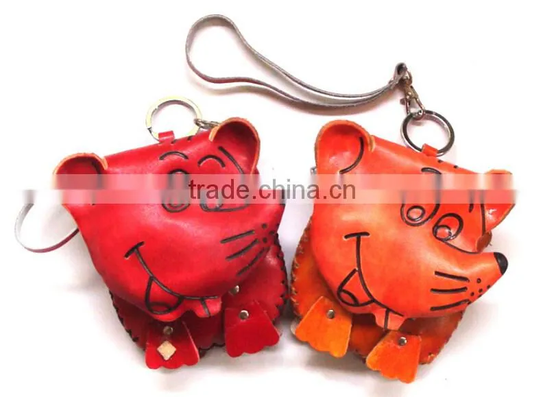 Wholesale High quality Pure hand-made genuine leathter animal coin purse