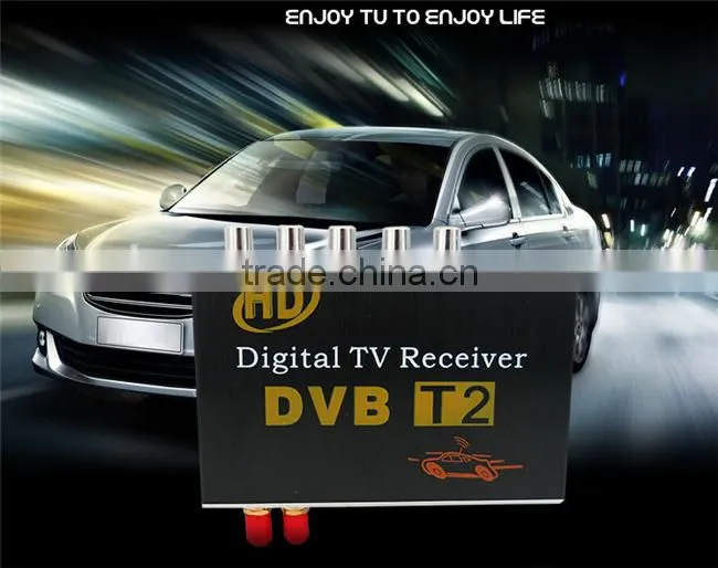 HD Double Tuner Car DVB-T2 Digital TV Receiver H.264 MPEG-4 Speed can reach 120-150km/h Use for Thailand Columbia Russia etc.