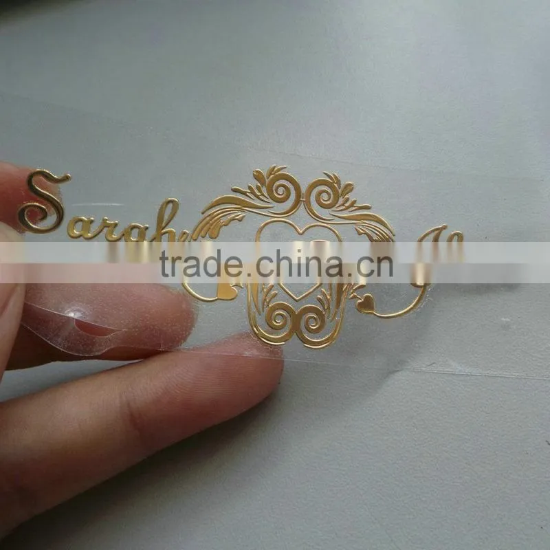 custom metal logo aluminum metal perfume bottle label sticker
