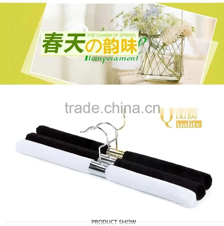 2 colors straight white black sponge inside exuisite stainless steel coat hanger