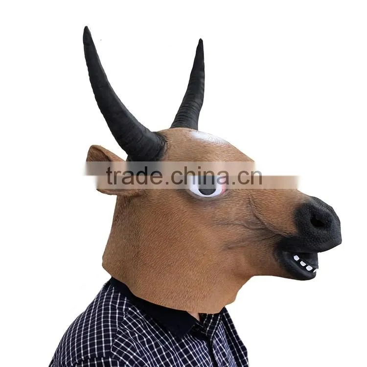 Manufacturers Full Head Rubber Animal Latex OX Bull Mask Halloween Minotaur Party Masks