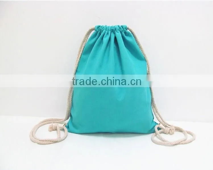 logo printingable Wholesale canvas fabric Drawstring Tote Cinch Sack Promotional Backpack Bag