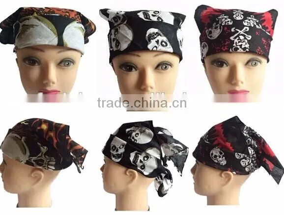 Hot 100% Cotton 22x22" Double Sided Printing Head Wrap Scarf Wristband Bandanas
