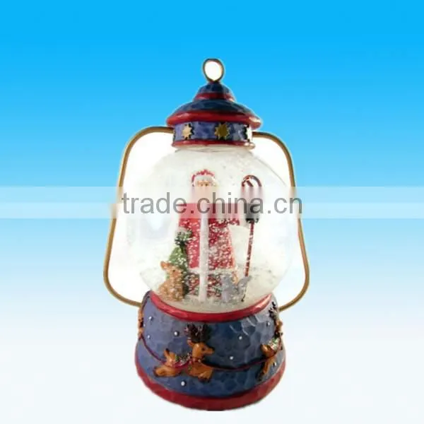 novelty polyresin/resin santa claus christmas snow globe lantern for craft gifts (KNS-10583)