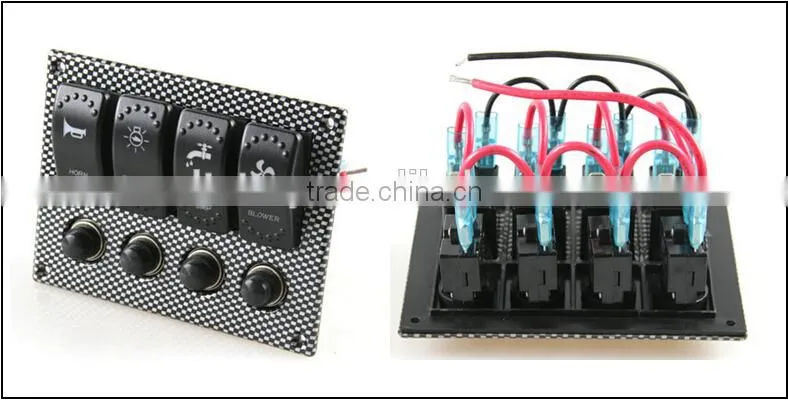 New Car Boat Marine LED Rocker Switch Panel 4Gang