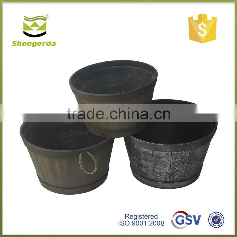 2015 high quality new design decorative unfinished wooden flower pot
