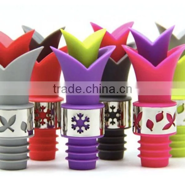 Hot! High quality decorative silicone wine stoppers