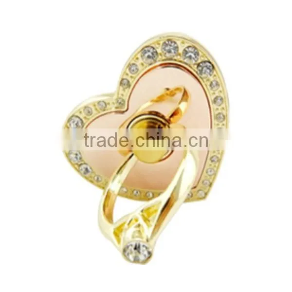Mobile Phone Heart Diamond Ring Finger Grip Stand