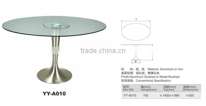 fashion tempered glass top dining table YY-A010