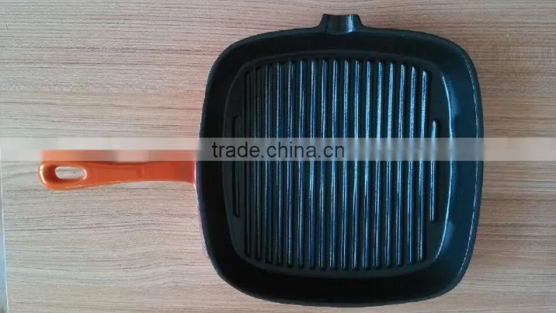 WS-FP11 enamel cast iron grill pan with short handle