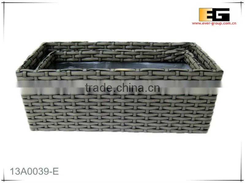 Rectangle PE Rattan Plastic Flower Pot