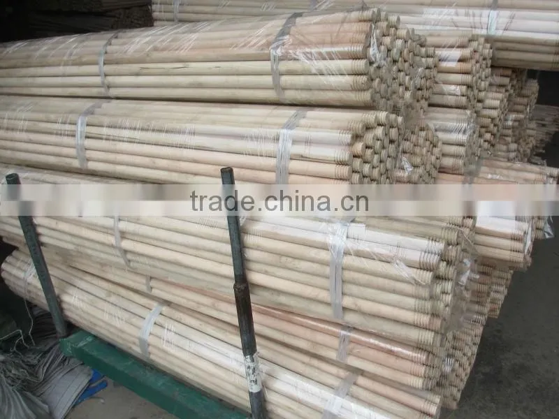 Natural wooden broom stick with Greek screw