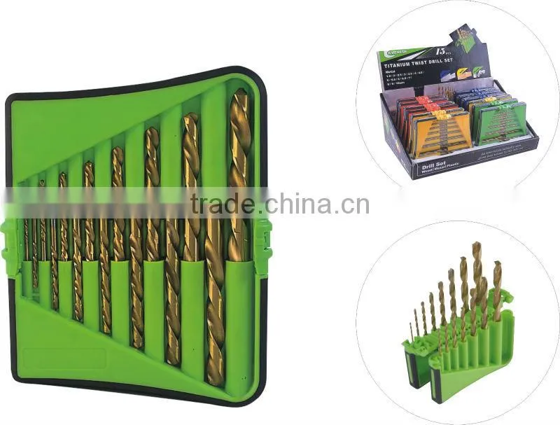 15pcs HSS drill bit set in plastic case