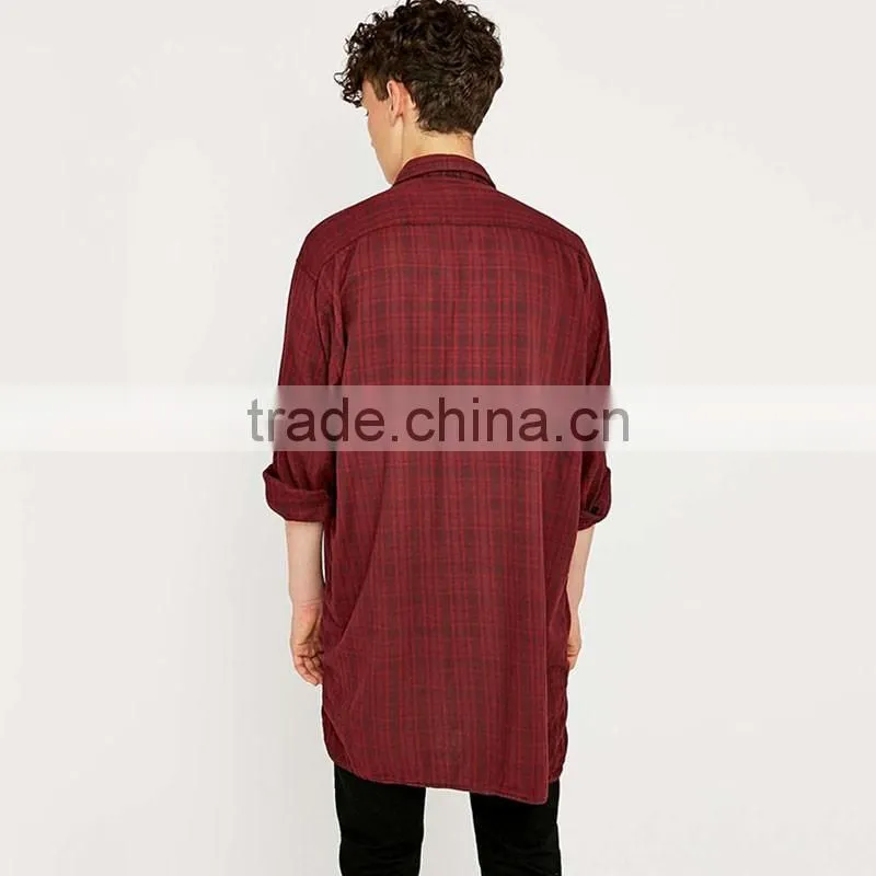 Italian style extra long sleeve checked shirts famous brand shirts for men