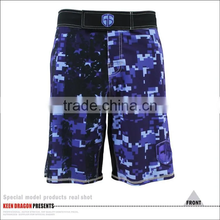 BLUE CAMO HIGH QUALITY FIGHT SHORTS FOR MEN MICROFIBER FABRIC