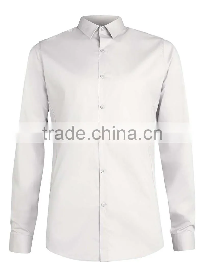 slim fit light Grey Long Sleeve Stretch Smart Shirt