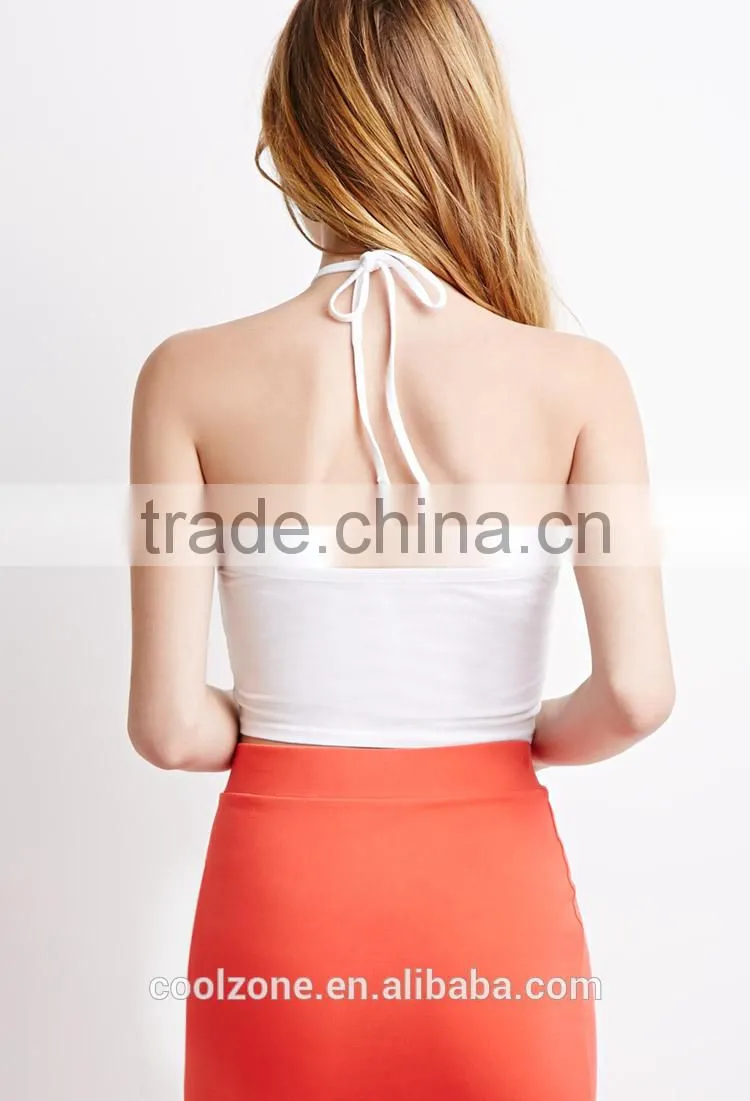 Halter self tie neck crop top wholesale women tops