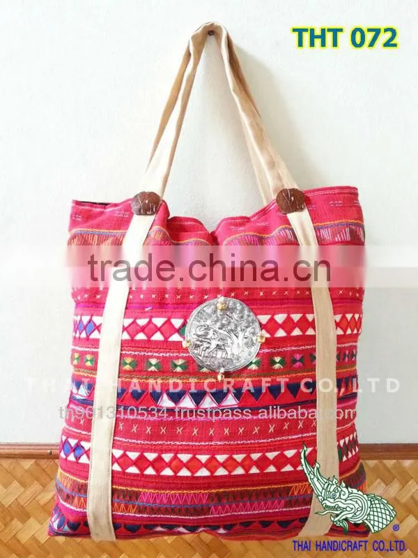 Large Embroidered HMONG Hill Tribe Tote Handmade Big Bag