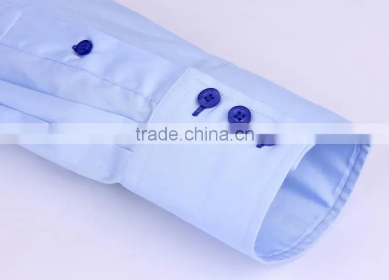 2017 new men's dress shirt with high double button-down collar