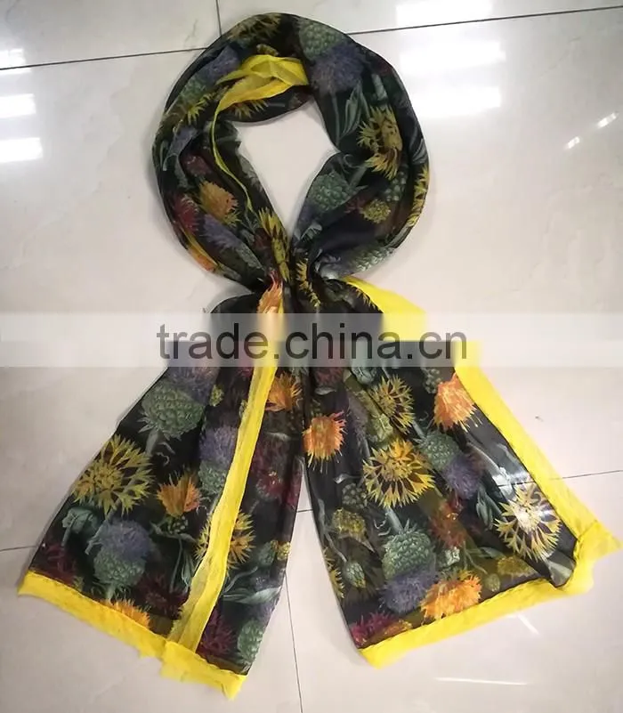 High quality fashionable digital print dandelion muslim hijab silk scarf