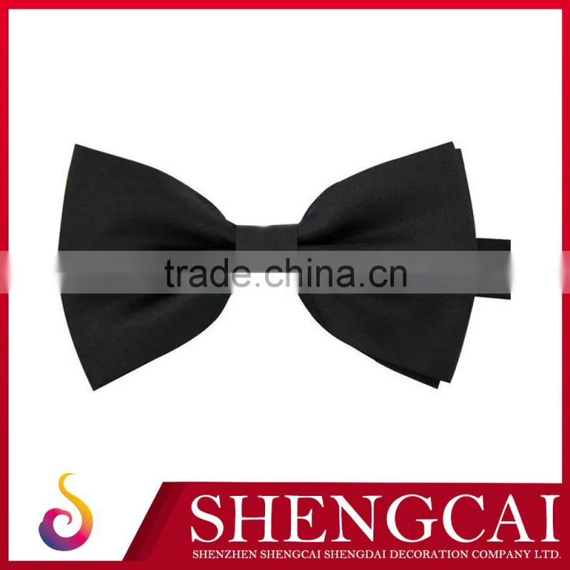 cheap custom silk solid classics black bowtie for men's suit neck