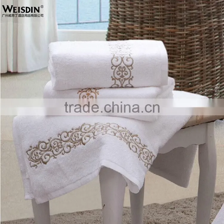 100% Cotton Hotel Bathroom Towel Sets/High Quality Luxurious Embroidery Hotel Terry Towel