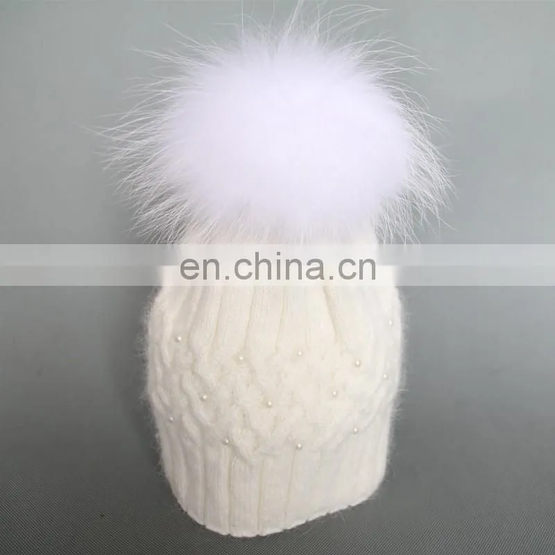 White solid color ladies girls winter hats wool blen beanies