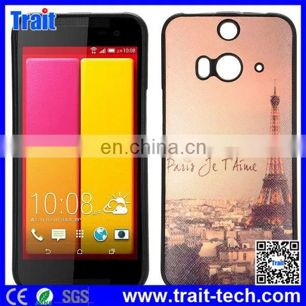 Leather Coated Ultraslim Flexible With Cross Pattern Soft TPU Case for HTC Butterfly 2,cell phone case wholesale