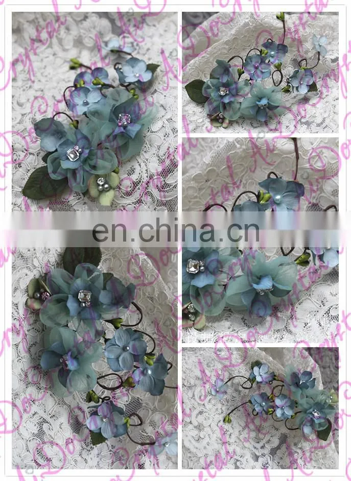 Aidocrystal classic green floral tiaras,artificial lace flower fascinators,rhinestone headpiece