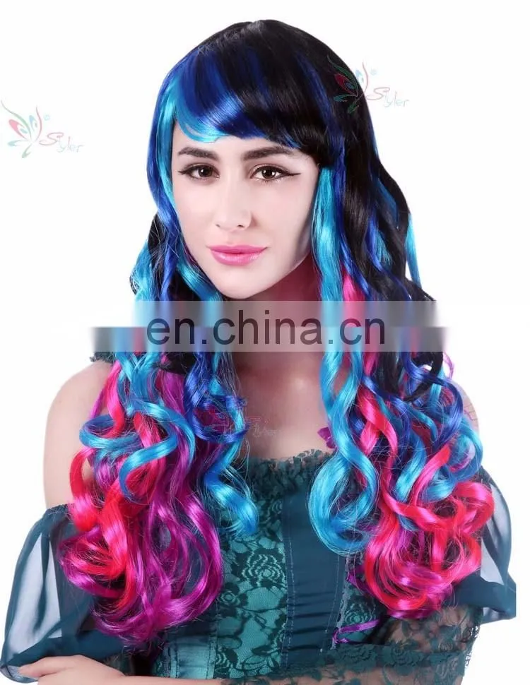 elegant woman halloween party synthetic fibre multicolor lolita wig