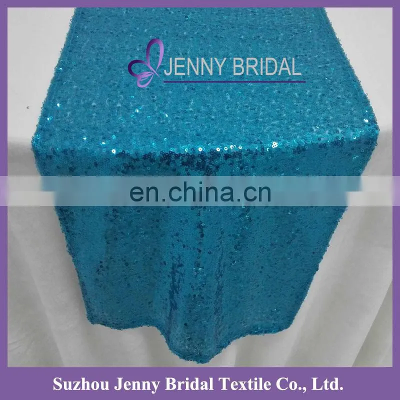 SQN#10 Jenny Bridal Ocean Blue Cheap Metallic Sequin Table Runner