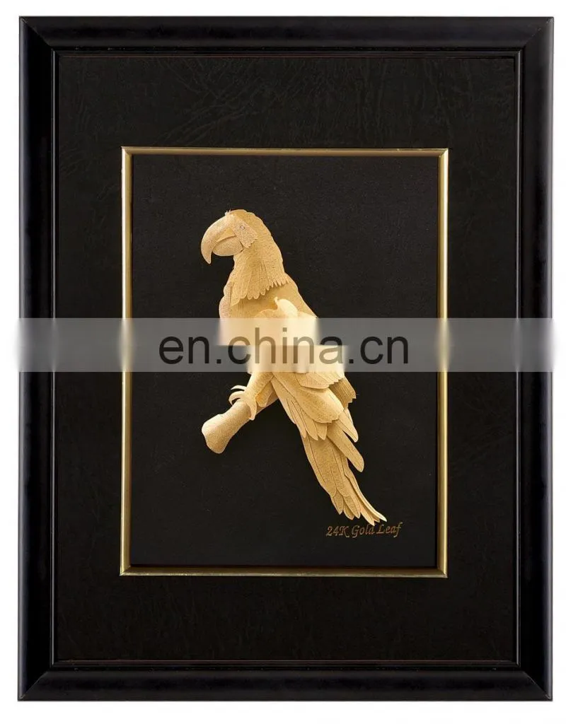 Animals designed Parrot 3D gold leaf frame picture best for home decoration or gift