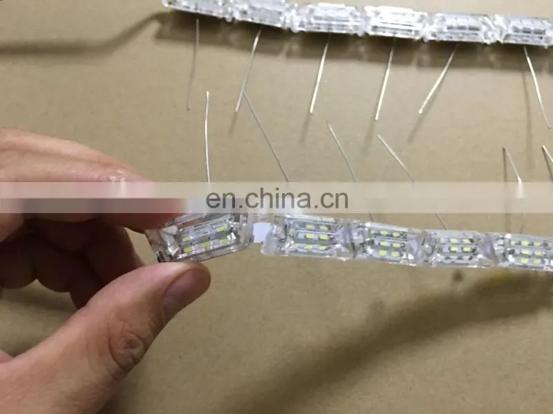 50cm crystal extendable led flexible drl with flow turn signal 16leds white amber daytime running light headlight for car