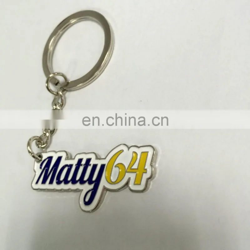Custom metal key chain with customized logo in silver finish and colors attached with Lobster clasp