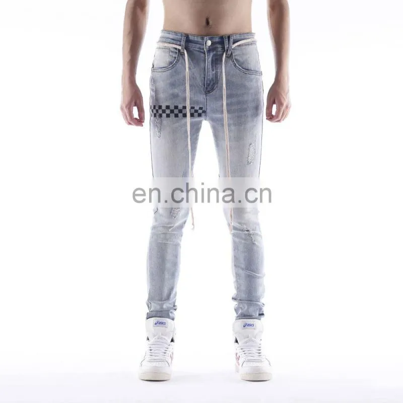 DiZNEW 2019 Manufacturer Street Mens Printed Slim Fit Jeans