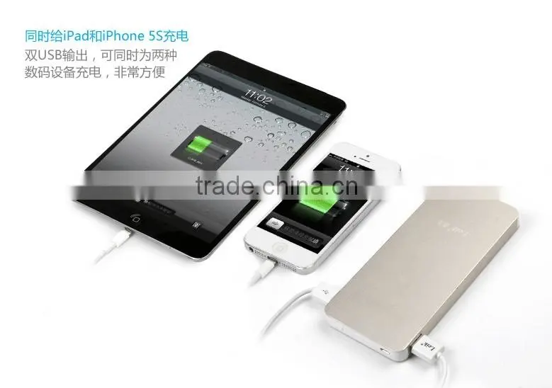 2014 Newly super thin power bank 10000mah with Three anti cell phone charger