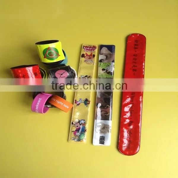 2015 Cheap Promotional Custom PVC Reflective Ruler Slap Bracelets