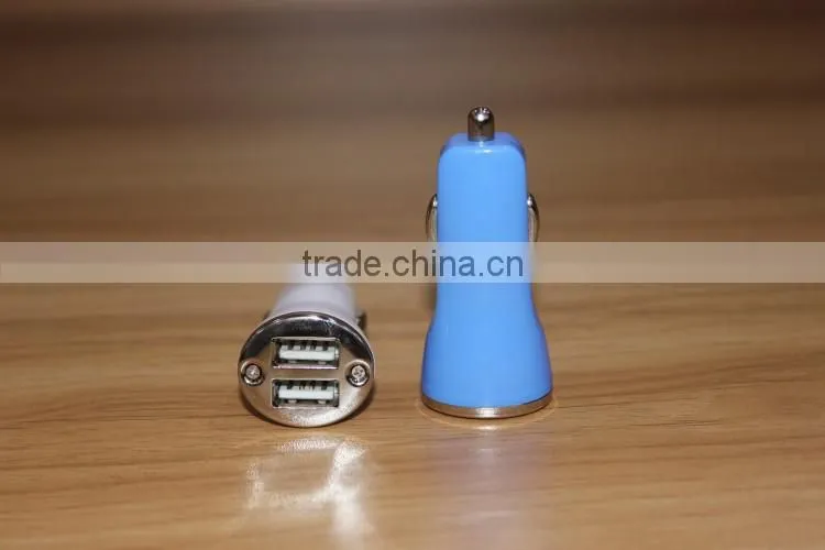 2016 New Fashion Design Dual USB Car Charger 5v2a Rapid charging with Kinds of Color