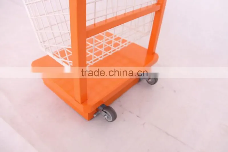 Display stand type metal three baskets magazine display rack