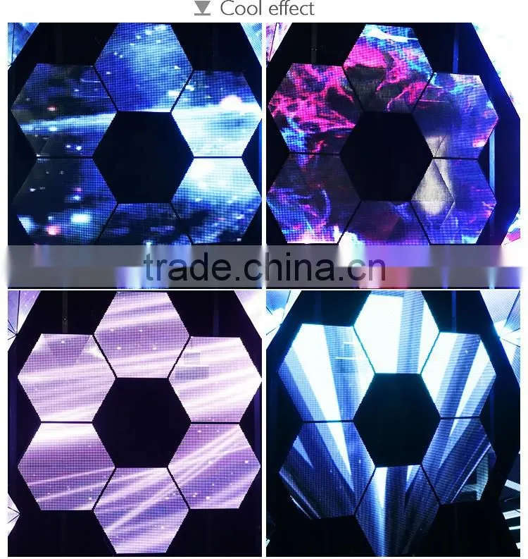 2016 new arrival!!!portable hexagon shape digital hd led display light for indoor wall decoration