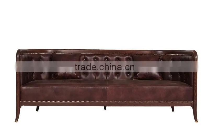 Modern Style teak solid wood sofa designs with leather set