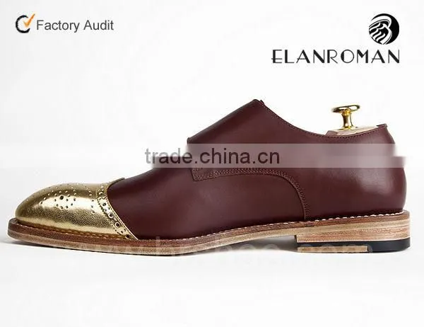 Dark brown color shinning leather monk strap shoe