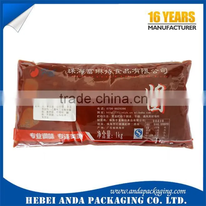 custom printed ketchup packets pet/al/pe ketchup stand up pouch aluminum material