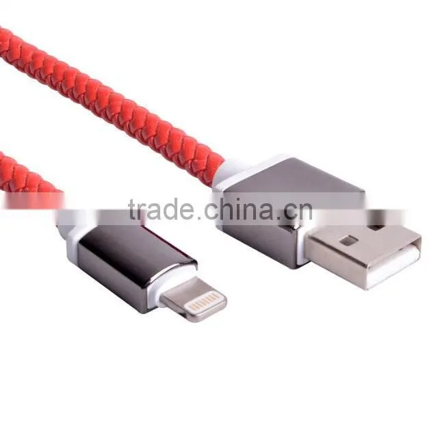 Fast Charge 8 Pin PU leather usb mfi cable for iphone 6 usb cable for iPhone 6 MFi Cable